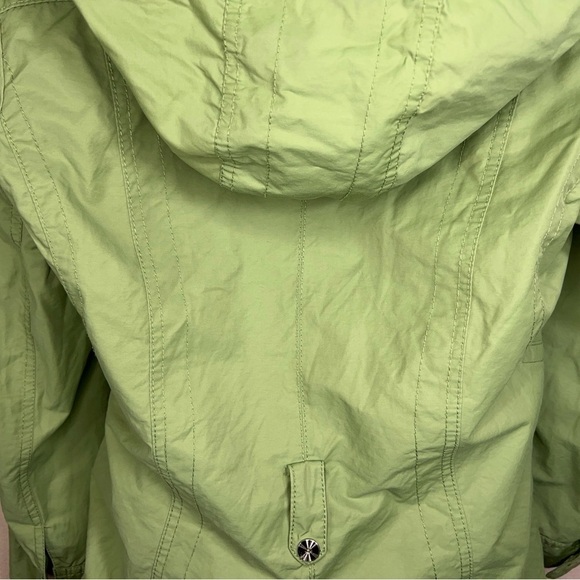 SMALL VINTAGE GALLERY BRAND WINDBREAKER JACKET COAT GREEN NYLON LINED HOODED - Picture 9 of 12